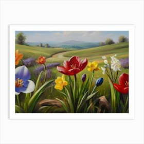 Spring Flowers Oil Painting 03 Art Print