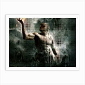 Prometheus In A Pixel Dots Art Style Art Print