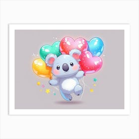 Koala With Balloons Art Print