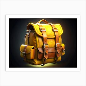 Yellow Leather Backpack 1 Art Print