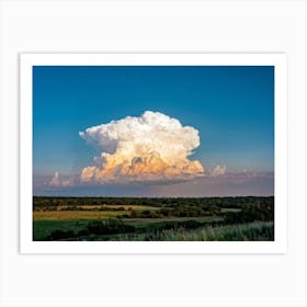 Cumulus Clouds Looming High Over A Serene Landscape Bathed In Sunset Light A Cluster Of White Clou (3) Art Print