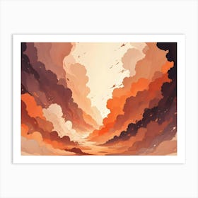 An Abstract Image Of A Canyon Of Swirling, Orange Clouds, Creating A Sense Of Depth And Movement Art Print