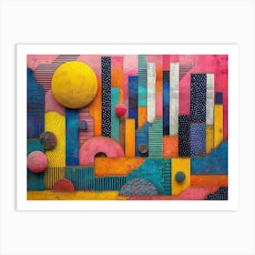 RetroRiso Revival: Embracing Analog Charm in Modern Design:Abstract Cityscape Art Print