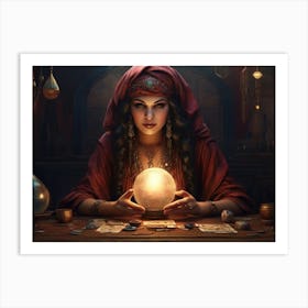 Witch With A Crystal Ball Art Print