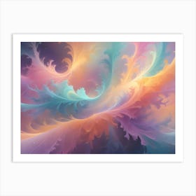 Abstract Image Of Swirling, Feathery Shapes In Shades Of Blue, Pink, And Orange, Creating A Dreamlike And Ethereal Effect Art Print