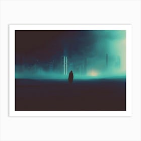 Futuristic City Skyline in Deep Fog | The Art of Solitude Art Print