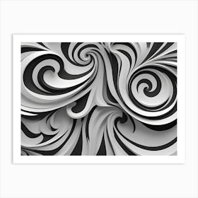 Abstract Black And White Swirling Pattern 6 Art Print