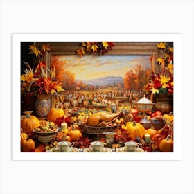 An Upbeat Thanksgiving Promotion Captured In A Spectacle Of Lavish Autumnal Embellishments Surroun (5) Art Print