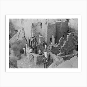 Tourists At Cliff Dwellings In Mesa Verde National Park, Colorado By Russell Lee Art Print