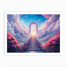 Stairway To Heaven With Archway In The Clouds Art Print