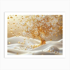 3d Golden Tree and Pearl 1 Art Print