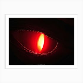 Monochrome Digital Painting Of A Black Dragons Eye Piercing Through The Flaming Cavern With Scorch 1 Art Print