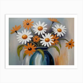 Daisies In A Vase Abstract 6 Art Print