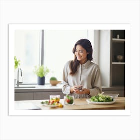 Modern Woman In Kitchen Art Print