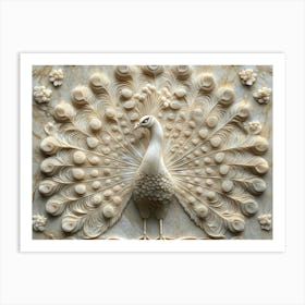 Peacock Carving Art Print