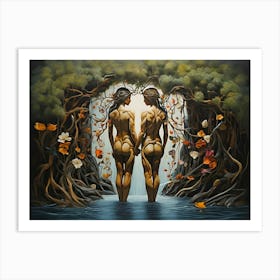 Two Women In The Water Paintings Art Print Art Print