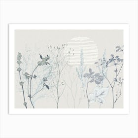 Plant based calming atmosphere soft blue Art Print