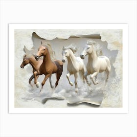 Four Horses Running Art Print