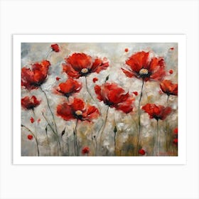 Red Poppies Flowers Impressionism Art Print