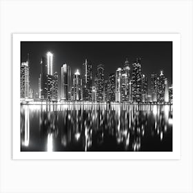 Dubai Skyline At Night 1 Art Print