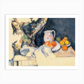 Curtain And Fruit Still Life, Paul Cezanne Art Print