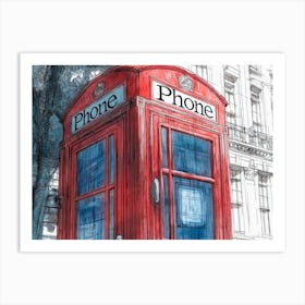 Comic,Comic Style,London,Red Phone Box,Art Work, Art, Comic Book, Digital Work,Digital Art, Art Print