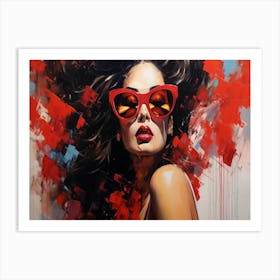 Woman In Red Sunglasses 14 Art Print