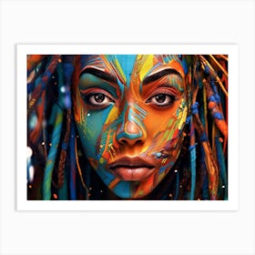 Serious - Colorful Woman With Dreadlocks Art Print