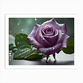 Purple Rose With Raindrops Art Print