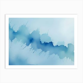 Abstract Blue Watercolor Splashes Art Print