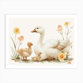 Goose Family Kids and Nursery Art Print