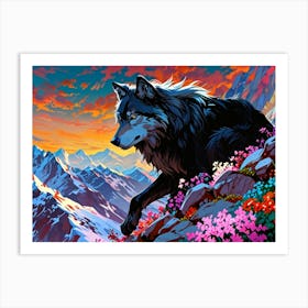 Wolf In The Mountains 8 Art Print