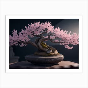 Mountain Cherry Blossom Bonsai Art Print