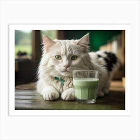 Cat With A Glass Of Milk Art Print