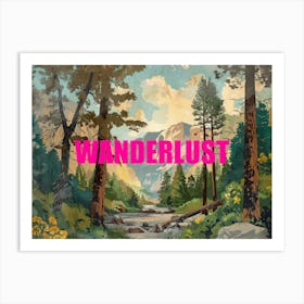 Pink Wanderlust Vintage Woods Illustration 3 Art Print