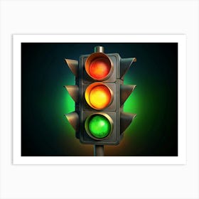 Vintage Traffic Light With Green Light Art Print