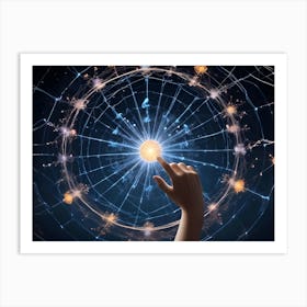 A Hand Reaches Out To Touch A Glowing, Interconnected Network Of Neurons, Representing The Complexities Of The Human Brain Art Print