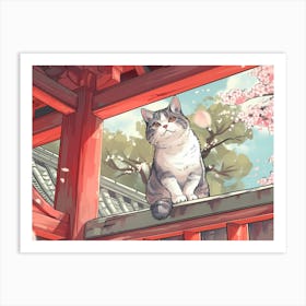 Cat Sitting On A Balcony Art Print