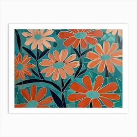 Mosaic Flowers Art Print