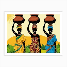 African Women Holding Pots Affiche