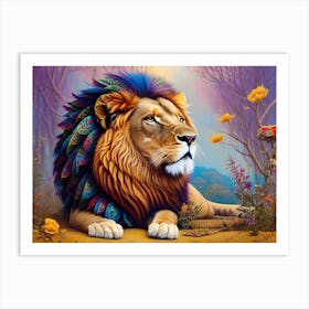 Lion In The Forest 3 Art Print