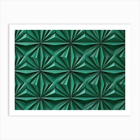 Seamless Relief Sculpture Retro Pattern Elegant Green Geometry Polygon Star Cross Triangle Art Print