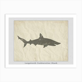 Largetooth Cookiecutter Shark Silhouette 2 Poster Art Print