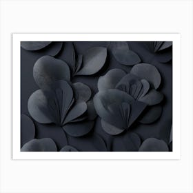 3d Dark Paper Art Fan Shape Nature Flower 2 Art Print