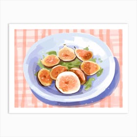 A Plate Of Figs, Top View Food Illustration, Landscape 8 Art Print
