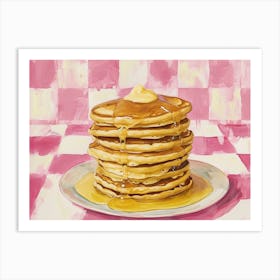 Pancake Stack Pink Checkerboard 3 Art Print