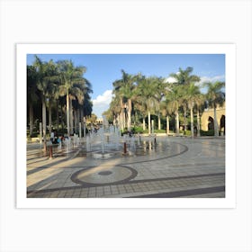 Fountain In The Plaza Art Print