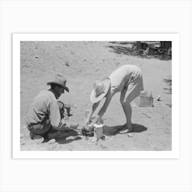 Faro And Doris Caudill Cooking Dinner Over Camp Fire, Pie Town, New Mexico By Russell Lee Art Print