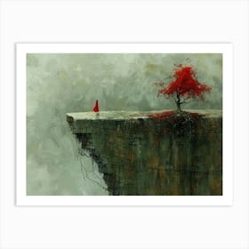 Red Tree On The Cliff 1 Art Print