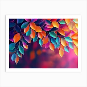 Elegant Colorful with Vibrant Sunflower Illustration Art Print